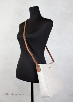 Michael Kors Signature Jet Set Vanilla Messenger Crossbody Bag